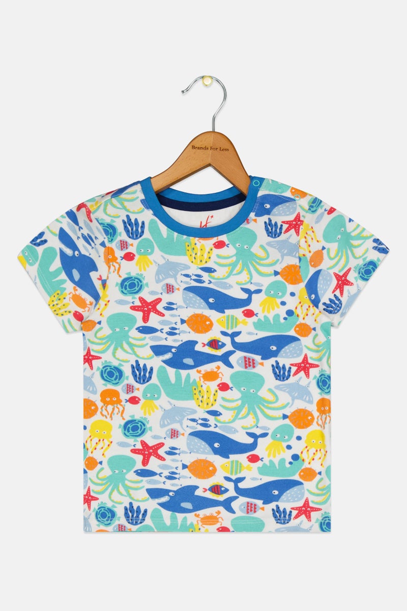 Hamleys تي شيرت قصير الأكمام بألوان متعددة للأولاد الصغار بتصميم جرافيكي - Image 1