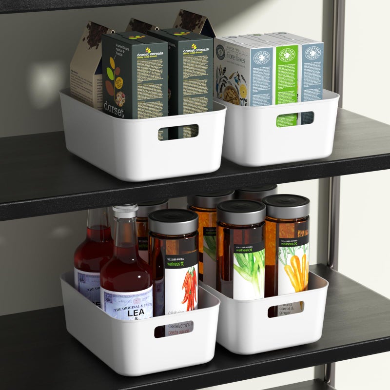 Quickquick 12 Packs Plastic Pantry Organizing Bins, Small Open Storage Bin, White - Image 4