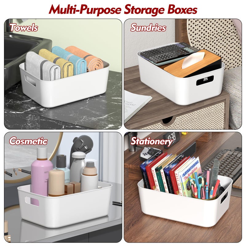 Quickquick 12 Packs Plastic Pantry Organizing Bins, Small Open Storage Bin, White - Image 5