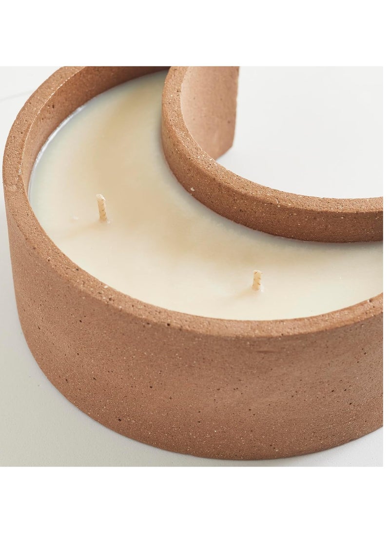 INNARA Musk Scented Brown Moon-Shaped Concrete Base Candle, 400 g - Ramadan Collection, Eco-Friendly, 100% Soy Wax, Paraffin-Free, Clean Burn, Made from Recycled Materials - Image 3