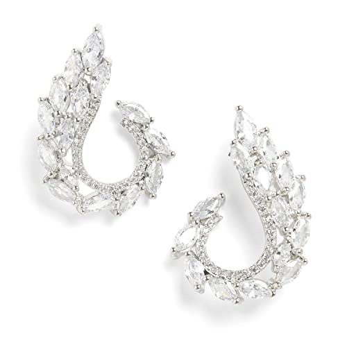 SOHI Silver Plated Stud Earrings for Women, Rhinestone Stud earring for Women, Lightweight Indo Western Ear Studs with Push Closure Crystal Alloy Tops Earring for Girls - Image 1