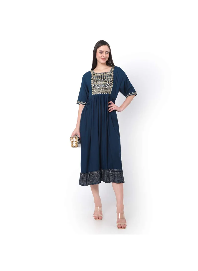 هانا آند سارا HIGH QUALITY SHORT VISCOSE FRONT EMBROIDERED WITH SHORT SLEEVES ARABIC KAFTAN JALABIYA DRESS