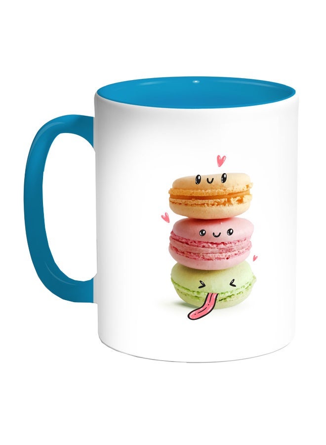 RYN Food Time Printed Coffee Mug White/Blue/Pink 11ounce