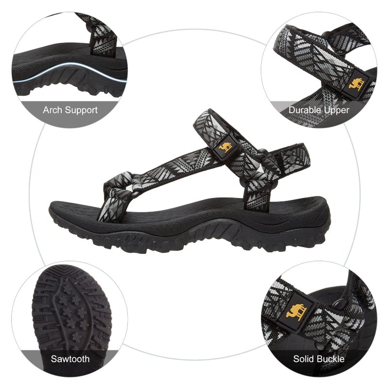 CAMEL CROWN Hiking Sport Sandals for Women Anti-skidding Water Sandals Comfortable Athletic Sandals for Outdoor Wading Beach black/white 10 - Image 5