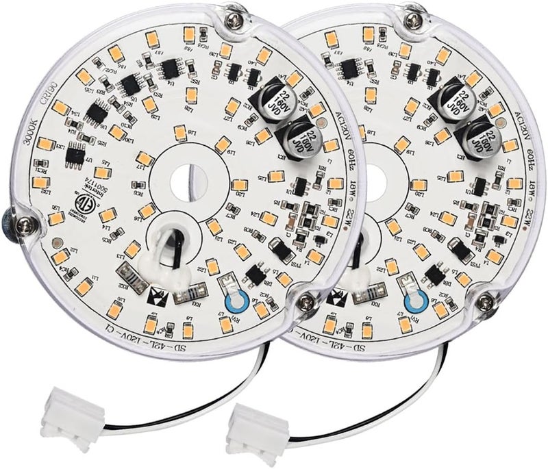 Replaceable LED Ceiling/Wall Light Fan Kit (18W, 120V, 4000K), White 2PCS - Image 1
