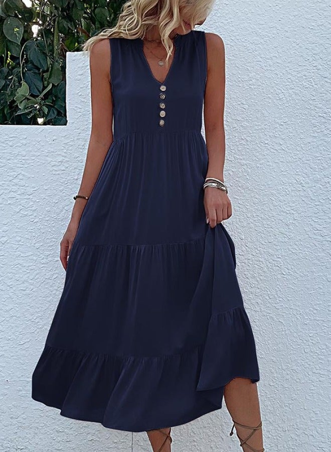 Yailla Summer Vest Skirt Sleeveless Loose Casual Dress 