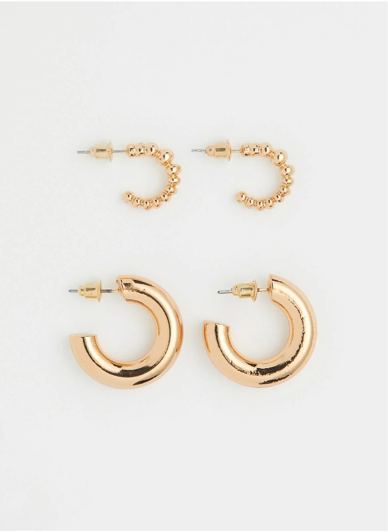 H&M - 2 Pairs Hoop Earrings - Image 1