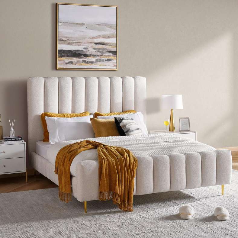 Pan Home KIRBY KING BED 180X200 CM - BEIGE - Image 1