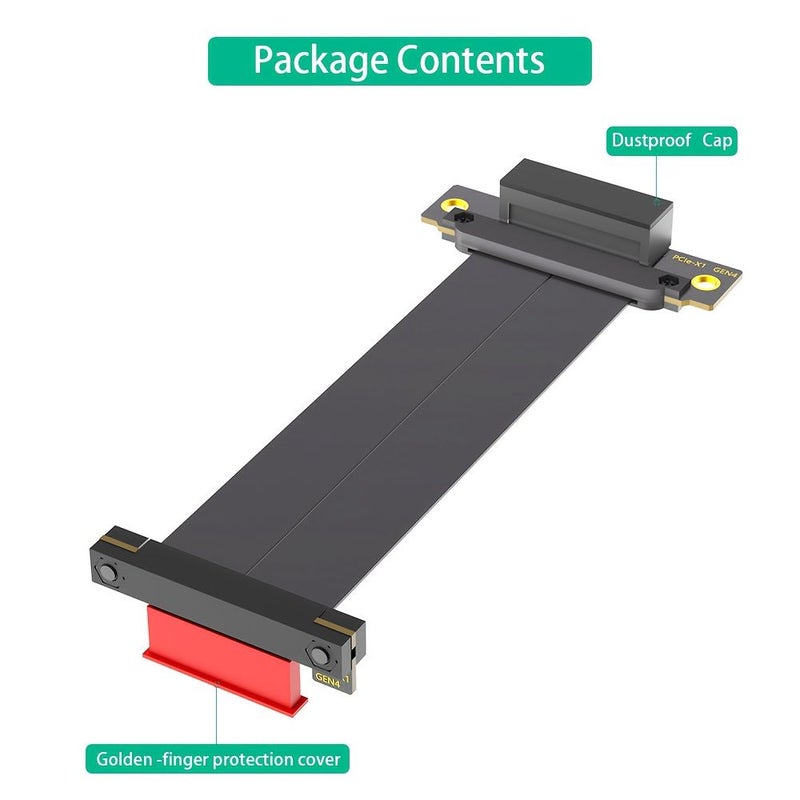 PCI Express 4.0 1X كابل تمديد مزدوج عمودي بزاوية 90 درجة TSR312-1X - Image 1