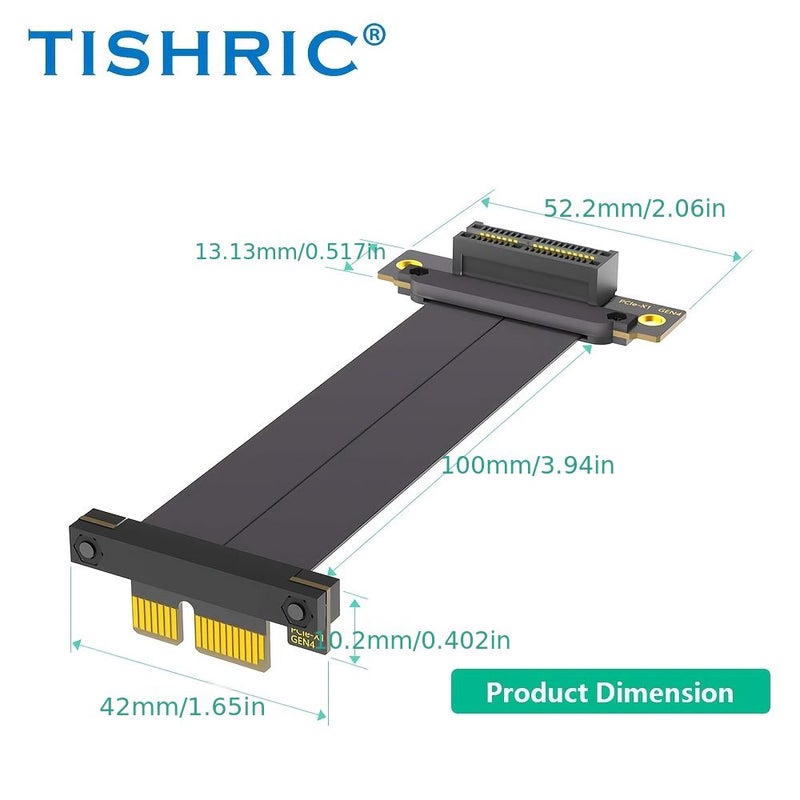 PCI Express 4.0 1X كابل تمديد مزدوج عمودي بزاوية 90 درجة TSR312-1X - Image 2