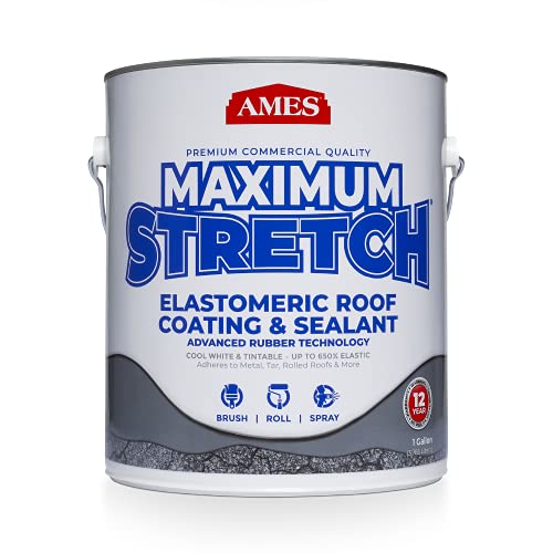 AMES RESEARCH LABORATORIES MSS1 Maximum Stretch Roof Coating, 1 Gallon, White - Image 1