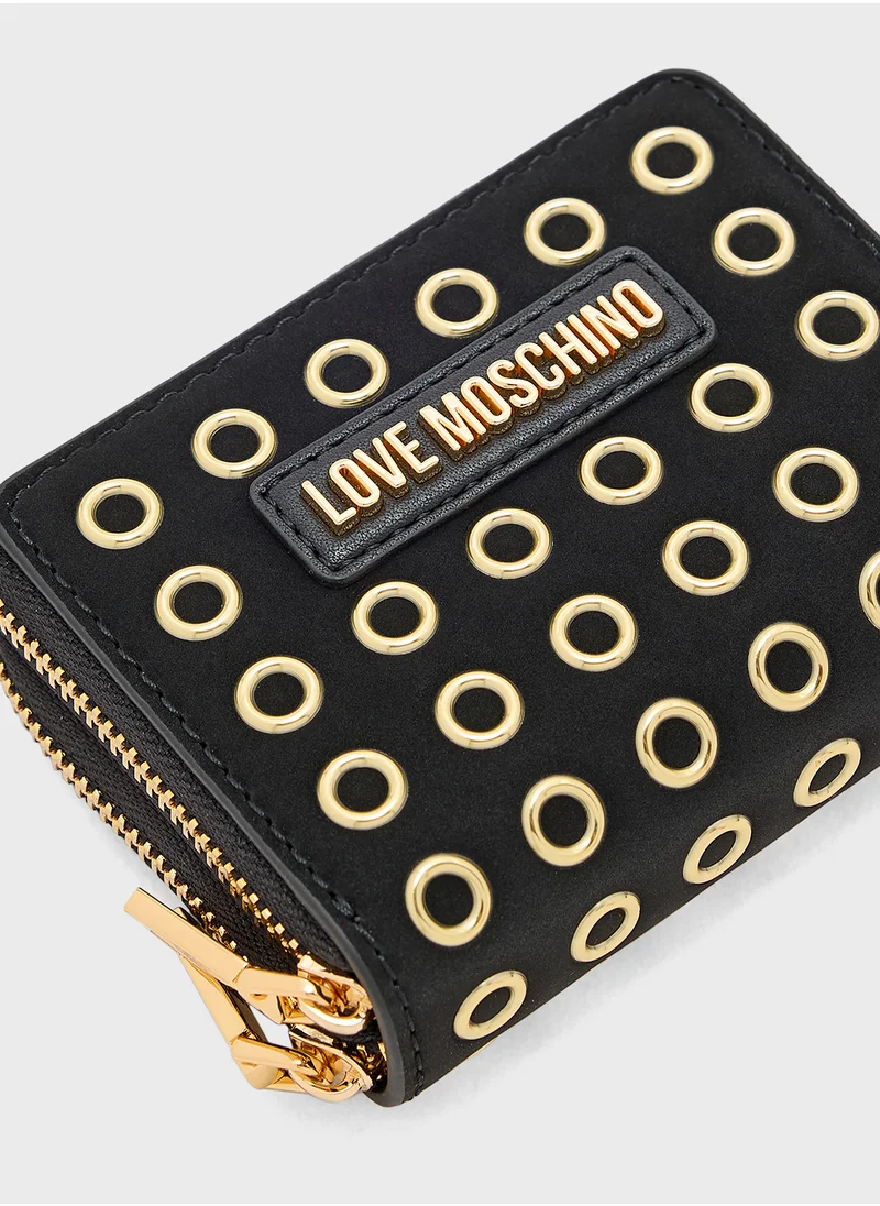 Love Moschino Logo Detailed Zip Over Wallet