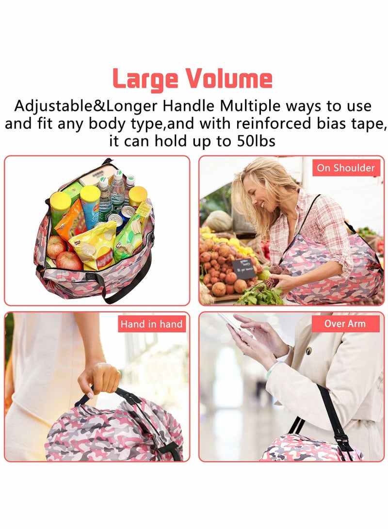 Excefore حقائب تسوق البقالة، حقيبة تسوق قابلة لإعادة الاستخدام، حقائب تسوق قابلة للطي، حقيبة تسوق كبيرة بسحاب لتسوق البقالة، نزهة، تخييم، صالة رياضية - Image 2