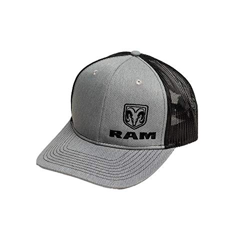 RAM Trucks Snapback Trucker Hat – Embroidered Logo, Adjustable Fit, Brushed Cotton Twill, Mid-Profile Cap Heather Grey/Black - Image 3