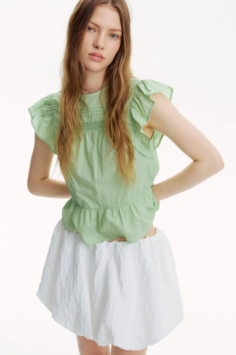 H&M Lace-inset peplum blouse