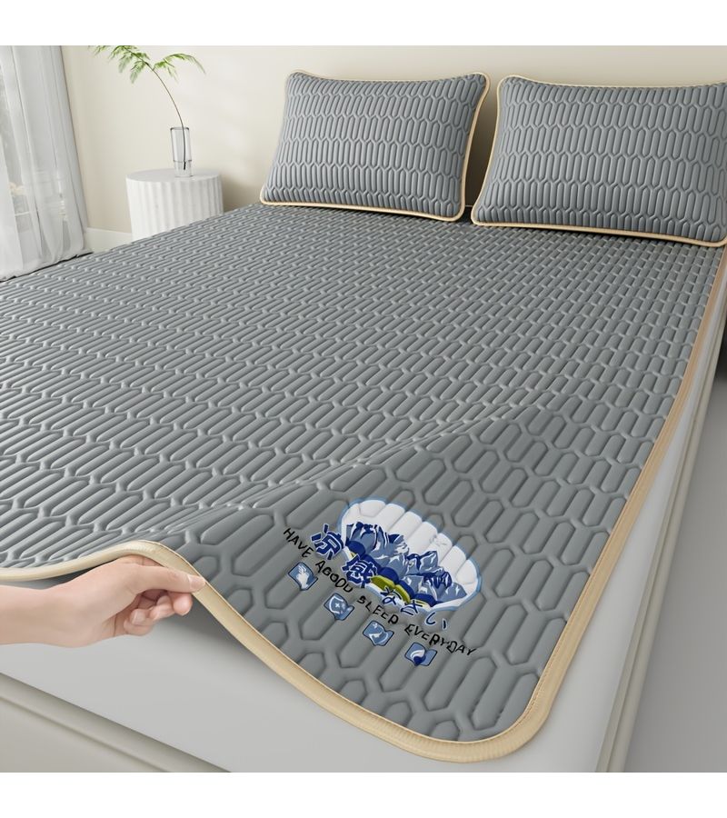 Grey 70.87 X 78.74 Inch Luxurious Latex Cooling Mat Summer Comfortable Breathable Waffle Grid Durable Pad For Outdoor Camping Travel - Image 2