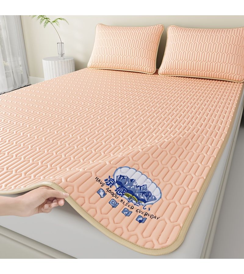 Grey 70.87 X 78.74 Inch Luxurious Latex Cooling Mat Summer Comfortable Breathable Waffle Grid Durable Pad For Outdoor Camping Travel - Image 5