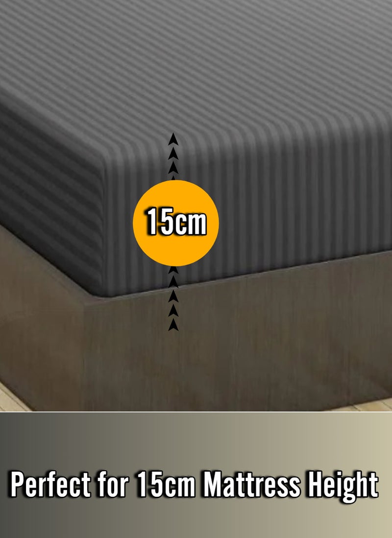 Blueberry Dark Grey Extra Deep Pocket Bed Sheets Cotton 2 Piece Sheet Set 120x200+15cm - Image 2