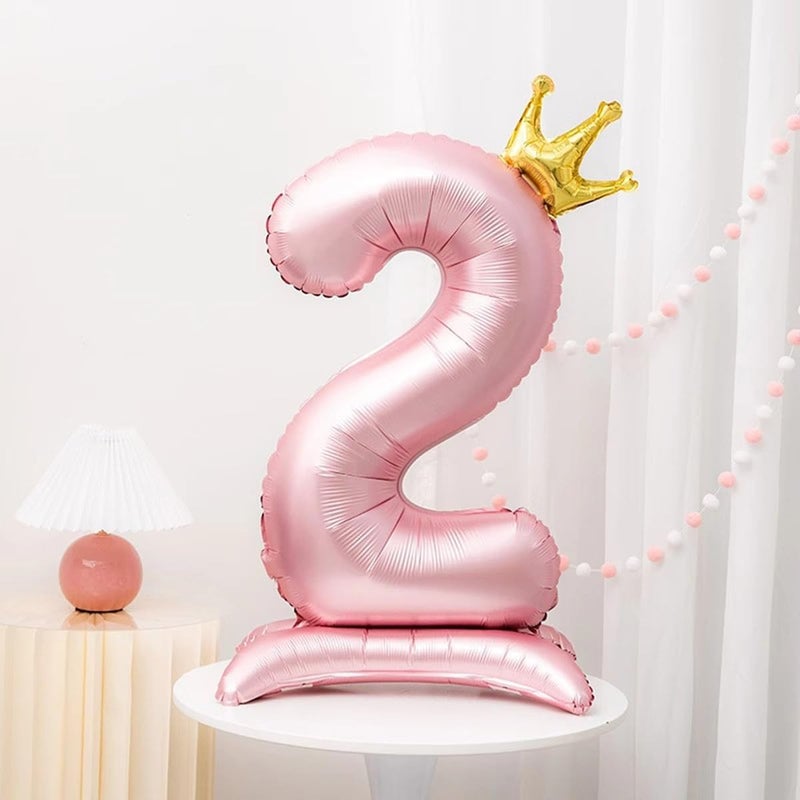 Yamibobo 42-Inch Pink Number 2 Balloon with Crown for 2nd Birthday Party Decoration - Image 3