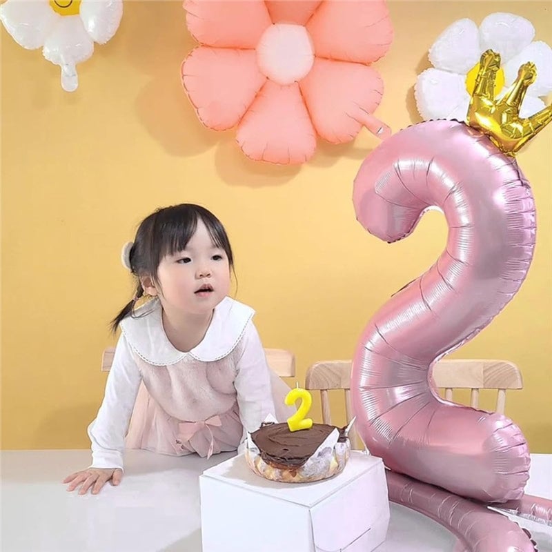 Yamibobo 42-Inch Pink Number 2 Balloon with Crown for 2nd Birthday Party Decoration - Image 4