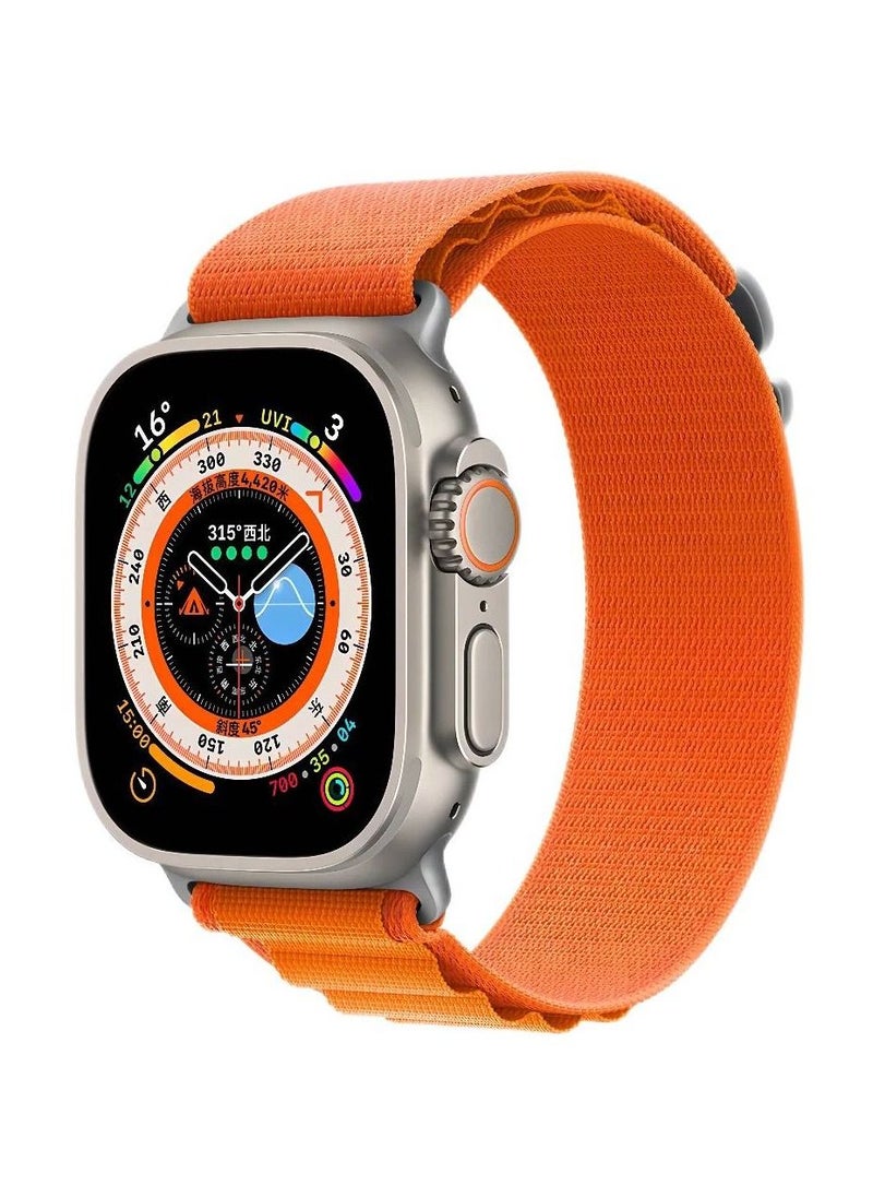 Alpine - Nylon Watch Band Compatible with Apple Watch 42mm/44mm/45mm/49mm Ladies and Mens, Adjustable Sport with Metal G-Hook Braided Strap for iWatch Ultra Series SE 8/7/6/5/4/3/2/1 Orange - Image 1
