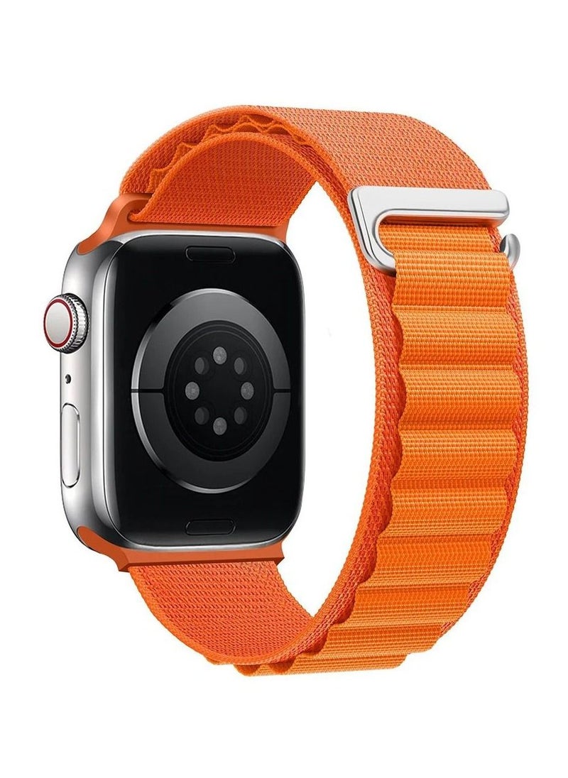 Alpine - Nylon Watch Band Compatible with Apple Watch 42mm/44mm/45mm/49mm Ladies and Mens, Adjustable Sport with Metal G-Hook Braided Strap for iWatch Ultra Series SE 8/7/6/5/4/3/2/1 Orange - Image 1