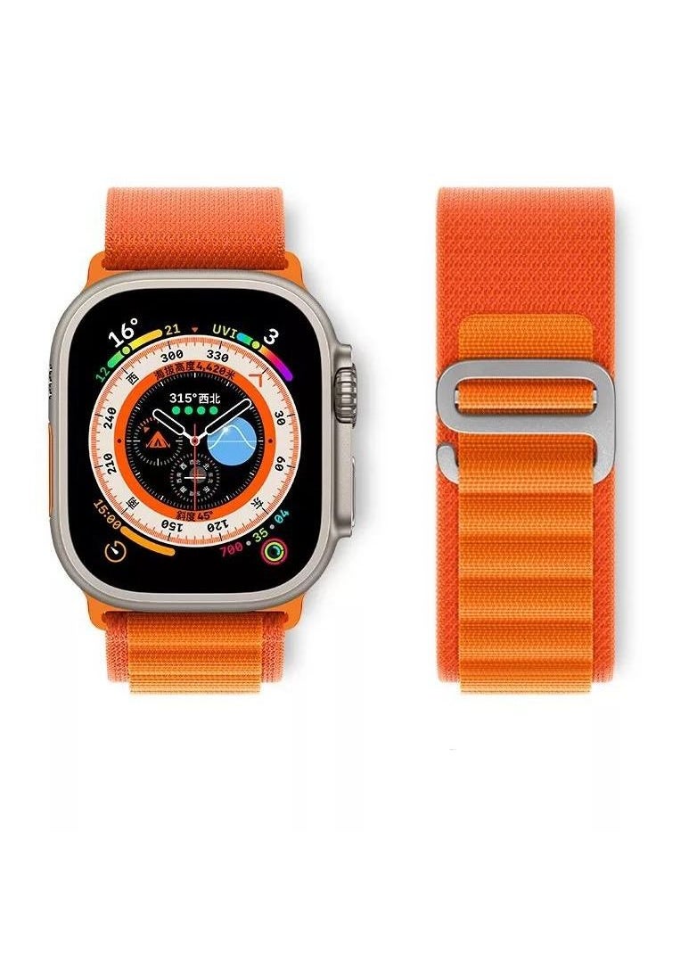Alpine - Nylon Watch Band Compatible with Apple Watch 42mm/44mm/45mm/49mm Ladies and Mens, Adjustable Sport with Metal G-Hook Braided Strap for iWatch Ultra Series SE 8/7/6/5/4/3/2/1 Orange - Image 1