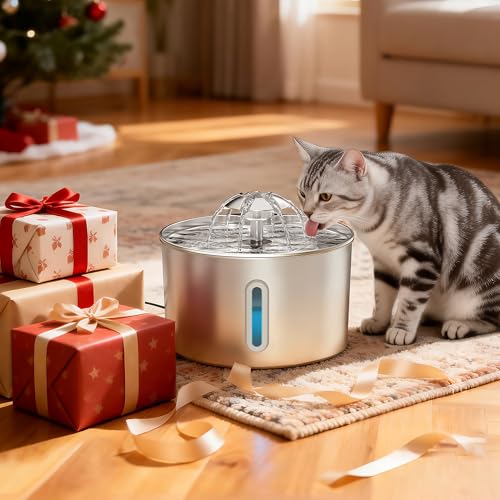 BalimoPet Cat Water Fountain Stainless Steel - 74oz/2.2L Automatic Large Pet Watering Bowl Dispenser for Indoor Dogs - Drinking Fountains with 3 Filter, Gifts for Cats and Kitty - Dog Waterer Bowls No Spill - Image 5