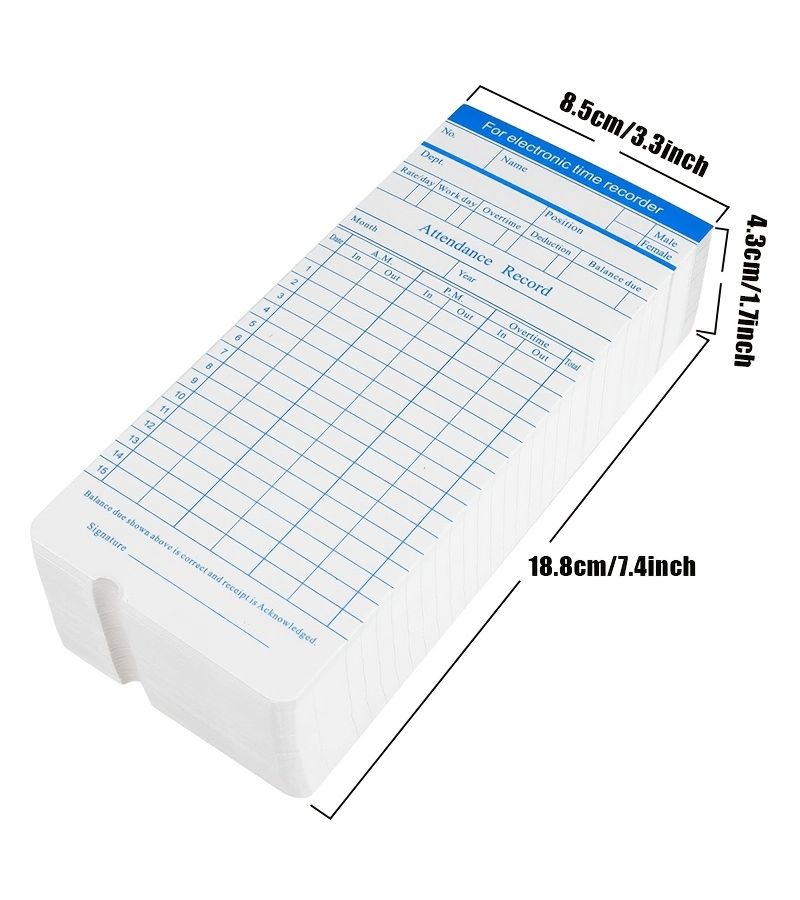 200 Pcs Monthly Employee Time Cards Dual Sided Punch Card System With Orange Blue Grid Attendance Tracker For Offices Schools Factories Supermarkets Durable Paper Time Tracking Sheets For Daily Hours Recording And Payroll Tracking - Image 2