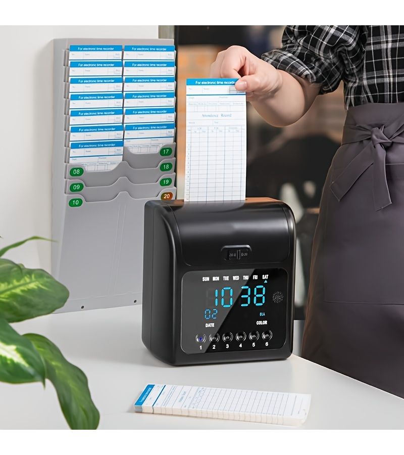200 Pcs Monthly Employee Time Cards Dual Sided Punch Card System With Orange Blue Grid Attendance Tracker For Offices Schools Factories Supermarkets Durable Paper Time Tracking Sheets For Daily Hours Recording And Payroll Tracking - Image 3