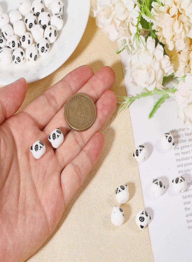 CHGCRAFT 40 قطعة 2 أنماط خرز خزفي يدوي الصنع باندا خرز سيراميك أبيض كارتون باندا مجموعة خرز لصنع قلائد وأساور - Image 3