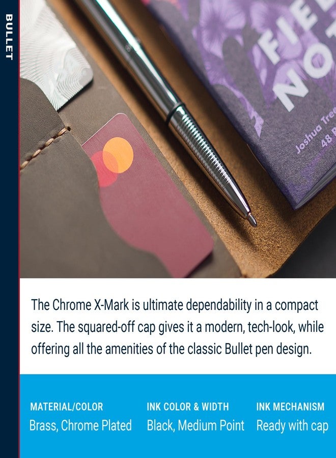 Fisher Space Pen Bullet Pen, X-Mark Flat Cap, Chrome, Ballpoint, Black Ink, Pocket Clip - Image 3