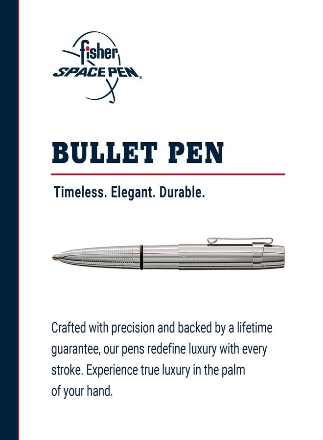 Fisher Space Pen Bullet Pen, X-Mark Flat Cap, Chrome, Ballpoint, Black Ink, Pocket Clip - Image 2