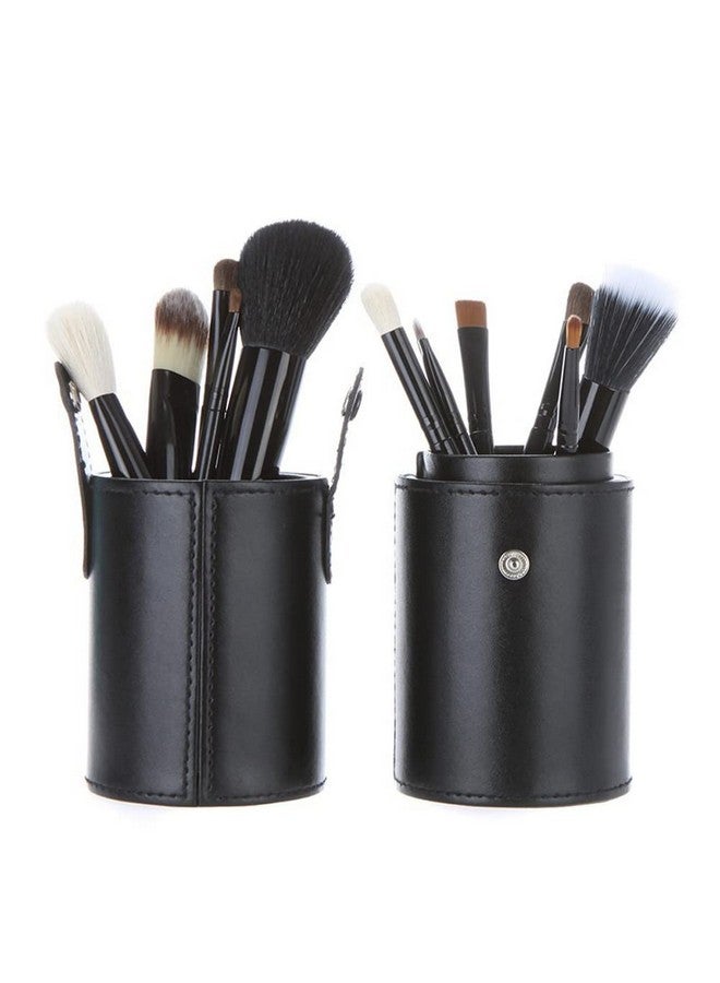 كويبي حامل فرشاة مكياج من الجلد الصناعي الأسود من QUUPY مع غطاء أدوات مكياج محمولة ذات سعة كبيرة وحقيبة تخزين أسطوانية (بدون فرشاة) - Image 4