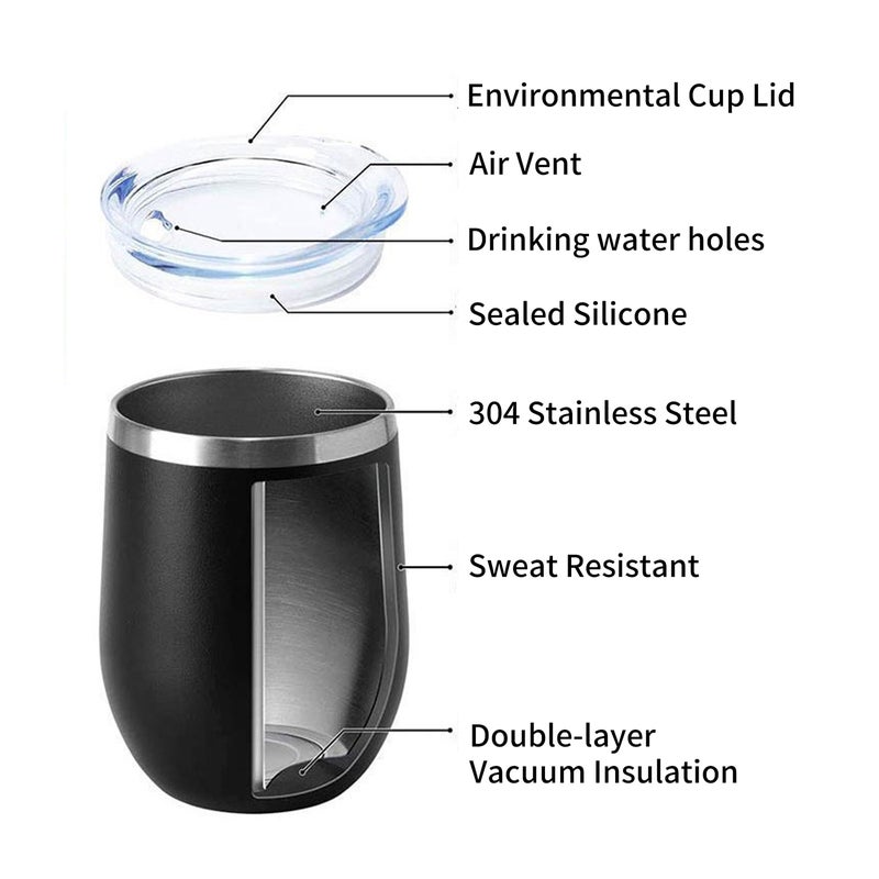 12oz Thermal Cup with Lid Travel Mug Insulated Coffee Cup Reusable Flask Coffee Cup Beer Mug Stainless Steel Drinking Cup for Home Office School Works Camping Cycling - Image 3