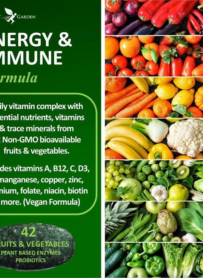 SPRING VALLEY Adult Multivitamin for Women & Men, 42 Fruits & Vegetables Plus Probiotics, Supports Energy Metabolism & Immune System, Daily Multivitamin for Men & Women Non-GMO, 90 Tabs, 30 Servings - Image 2