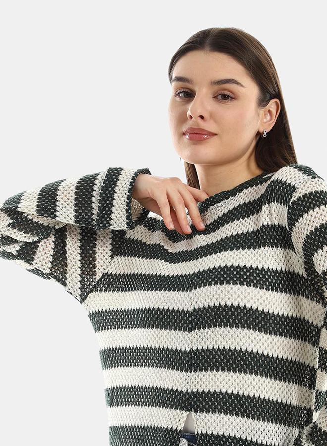 kady Jamila Women Striped Cotton Long Tunic Top With Front Slit ,olive-XXL - Image 4