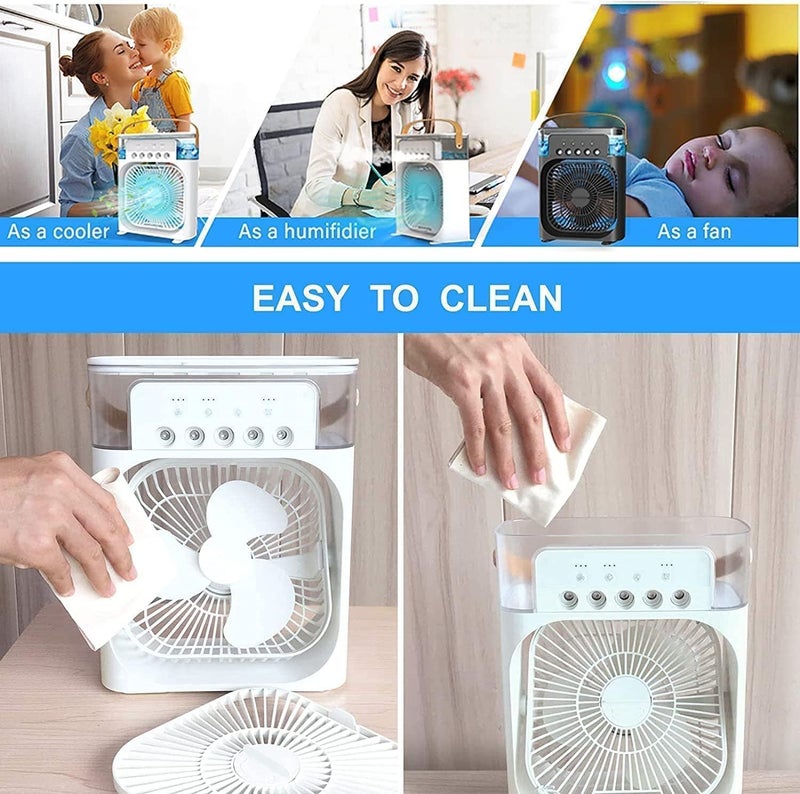 ROKOO مكيفات الهواء المحمولة مروحة مكيف الهواء مع جهاز تحكم عن بعد 3 سرعات للرياح 7 أضواء LED 3 رذاذ بارد 28 ساعة مؤقت قابل للإزالة مكيف هواء Rokoo مبرد هواء تبخيري للغرفة المكتب - Image 5