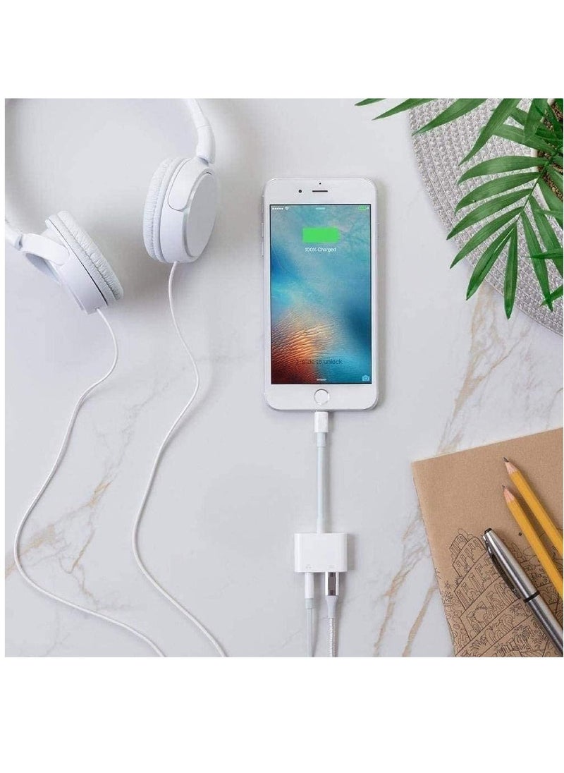 Raxoom - [Apple MFi Certified] for iPhone 3.5mm Headphone Adapter & Splitter 2 in 1 Lightning to 3.5mm AUX Audio Headphone Charger for iPhone 11/XS/XR/X/8 7 6/iPad iPod Support Call Sync Music Control - Image 1
