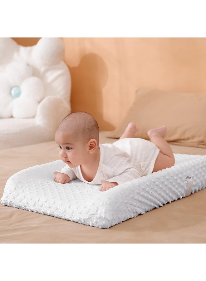Aullar Solid Changing Table Pad Cover Cradle Sheet, Fits 32"/34''x16" Contoured Diaper Changing Pad, Ultra Soft Cozy Minky Dots Plush Changing Table Covers, Breathable Wipeable Removable (White) - Image 5