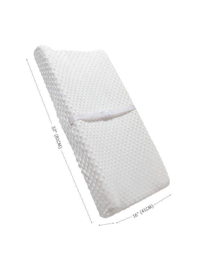 Aullar Solid Changing Table Pad Cover Cradle Sheet, Fits 32"/34''x16" Contoured Diaper Changing Pad, Ultra Soft Cozy Minky Dots Plush Changing Table Covers, Breathable Wipeable Removable (White) - Image 3