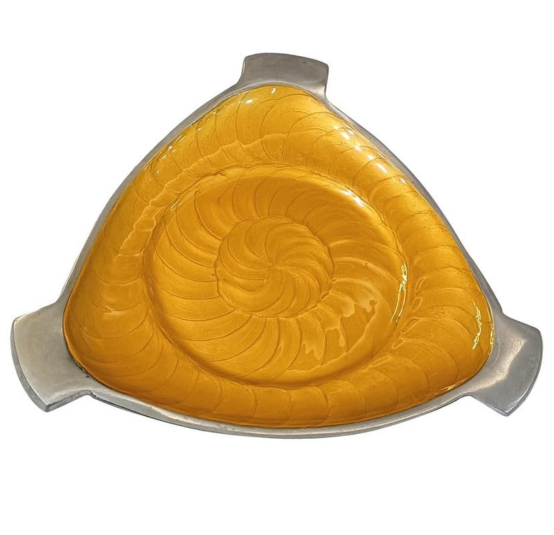 PAUL SONS Heavy Aluminium Coloured Serving Tray/Platter 3 Side Handle 11.5X 11.5 (Pack of 1Pc) - Image 1