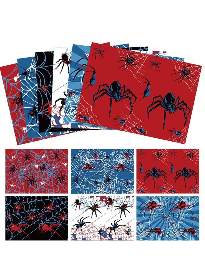 Sinload 12 Sheets Spider Wrapping Paper Spider Webs Gift Wrap Paper Bulk for Birthday Party Gifts Wrapper DIY Craft, 19.7 x 27.6 Inches - Image 1