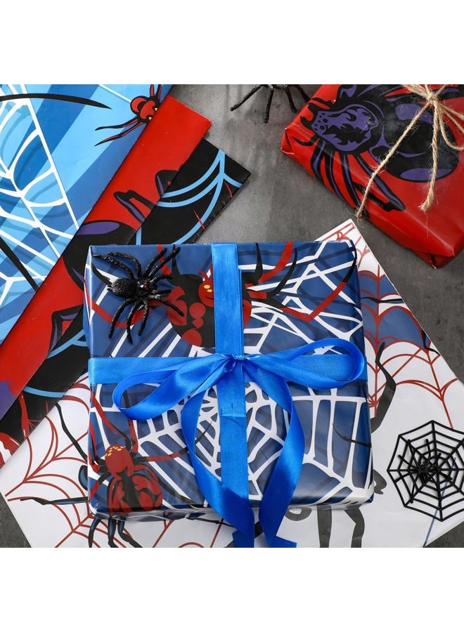 Sinload 12 Sheets Spider Wrapping Paper Spider Webs Gift Wrap Paper Bulk for Birthday Party Gifts Wrapper DIY Craft, 19.7 x 27.6 Inches - Image 2