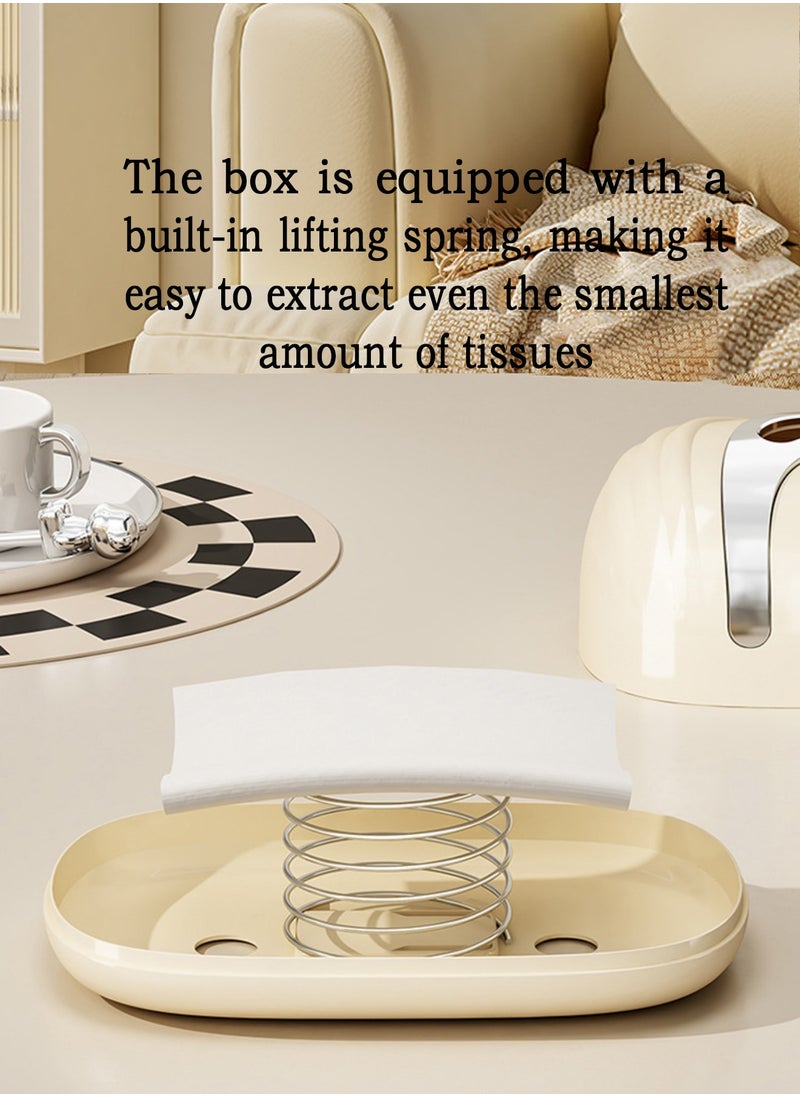 LOOPITYS Tissue Holder Tissue BoxTissue box, living room, high-end luxury desktop paper box, home wall mounted storage box, cream style napkin storage box Spring drawn paper box  - Image 2