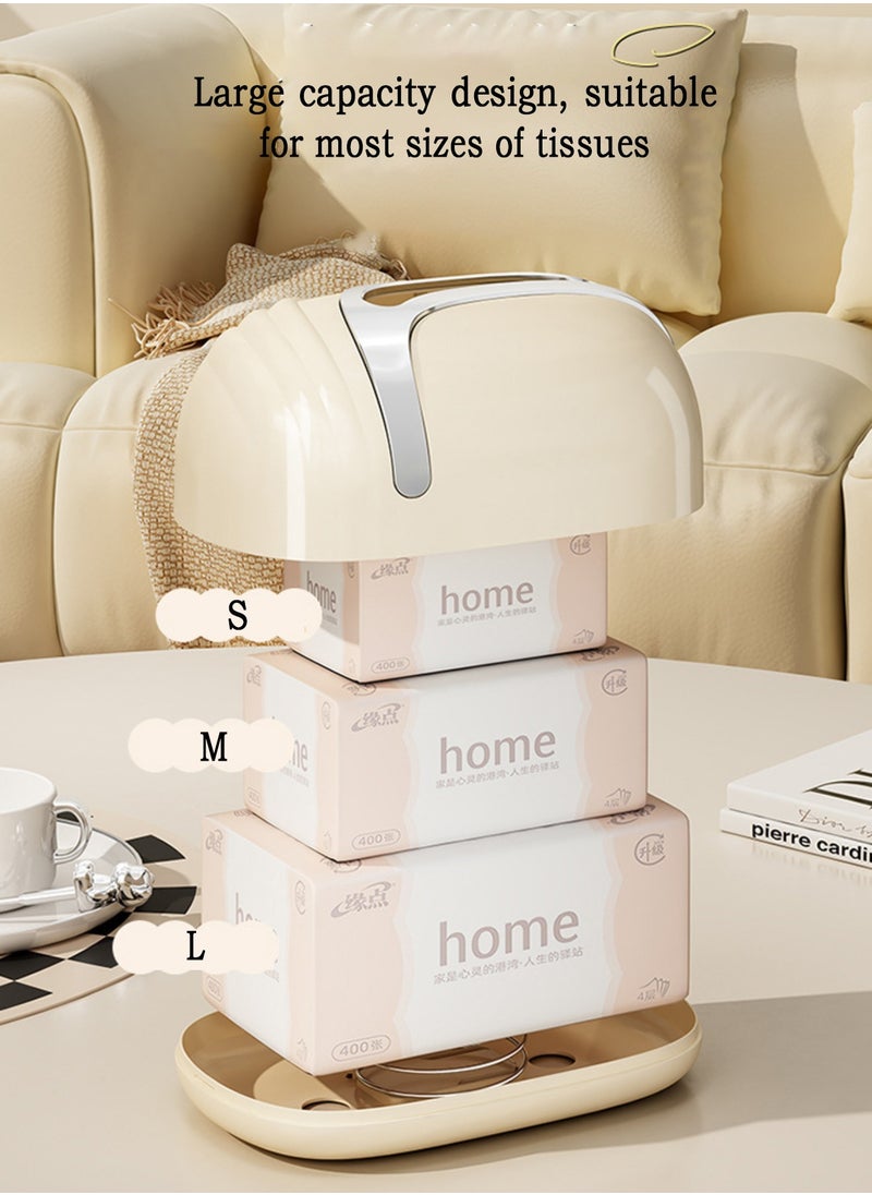 LOOPITYS Tissue Holder Tissue BoxTissue box, living room, high-end luxury desktop paper box, home wall mounted storage box, cream style napkin storage box Spring drawn paper box  - Image 5