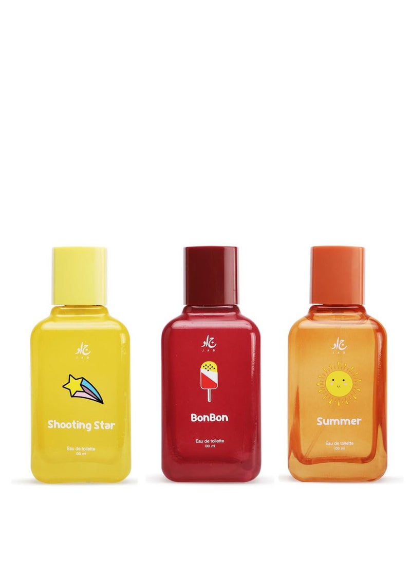 Jad Bundle of Kids collection (BONBON, SUMMER, SHOOTING) EDT 100ml x 3pcs - Image 1