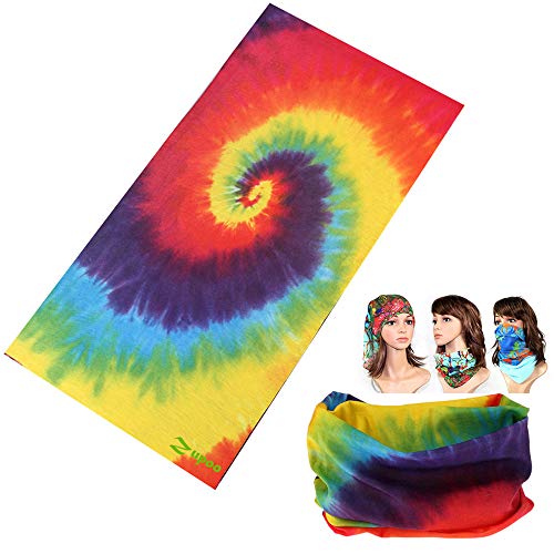 Zupro Bandana Headband Sun Protection Face Mask Balaclava Neck Gaiter Magic Scarf Headwear,for Hiking Running Cycling Yoga Fishing.Rainbow Tie Dye - Image 1
