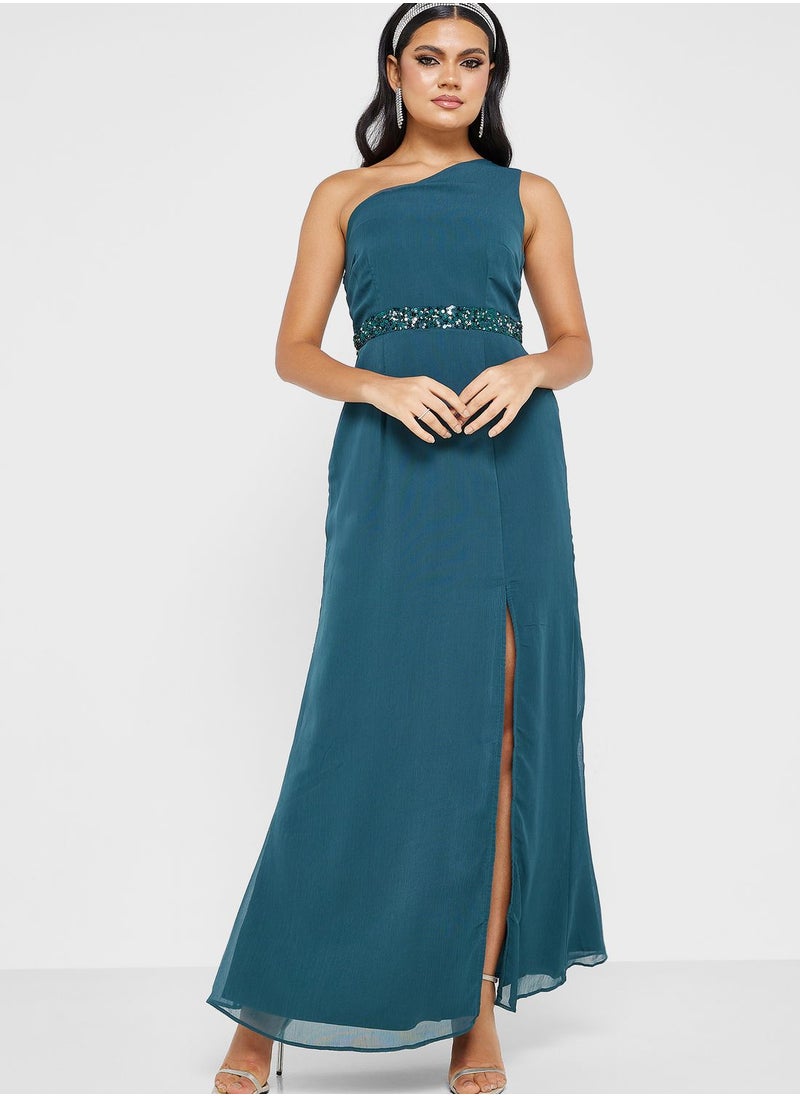 One Shoulder Embellished Waist Dress - pzsku/Z3671C2DA9D4E9D2419B2Z/45/_/1698933340/75243aef-3226-455a-a7ff-d8f434310b26