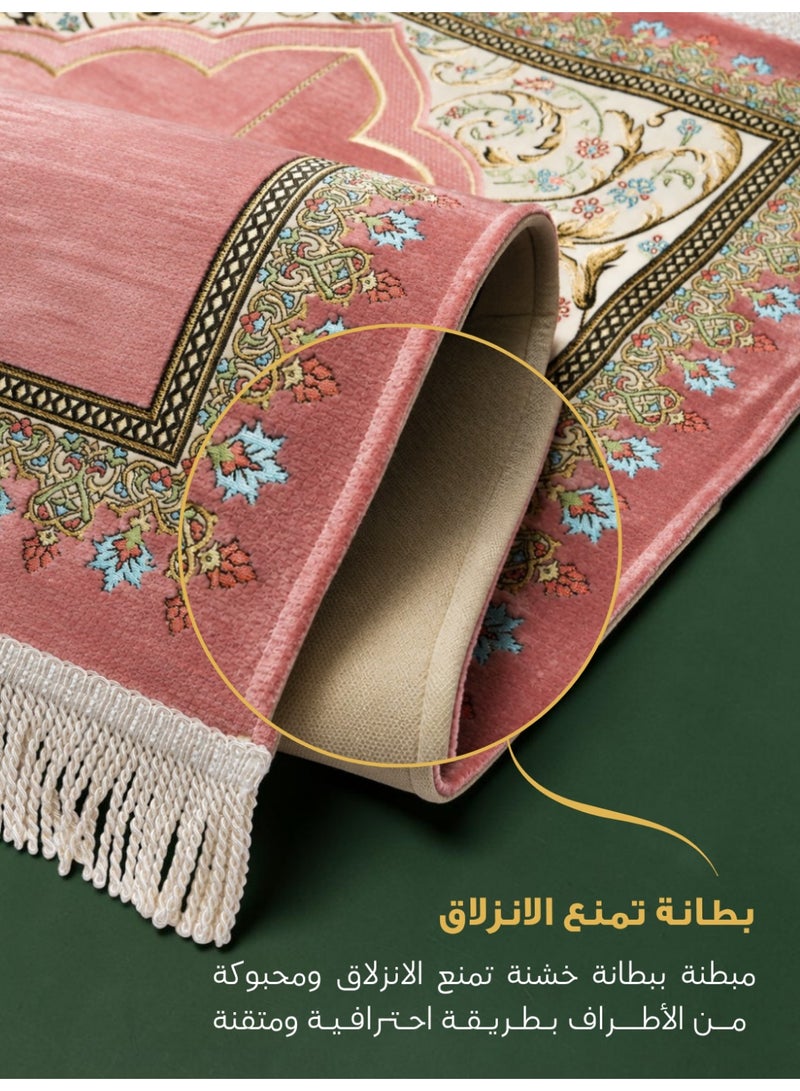 الفاتح سجادة صلاة شانيل تركية فاخرة مبطنة بالإسفنج الحراري بتصميم إسلامي حصري مميز مقاس 120×70 سم - Image 5